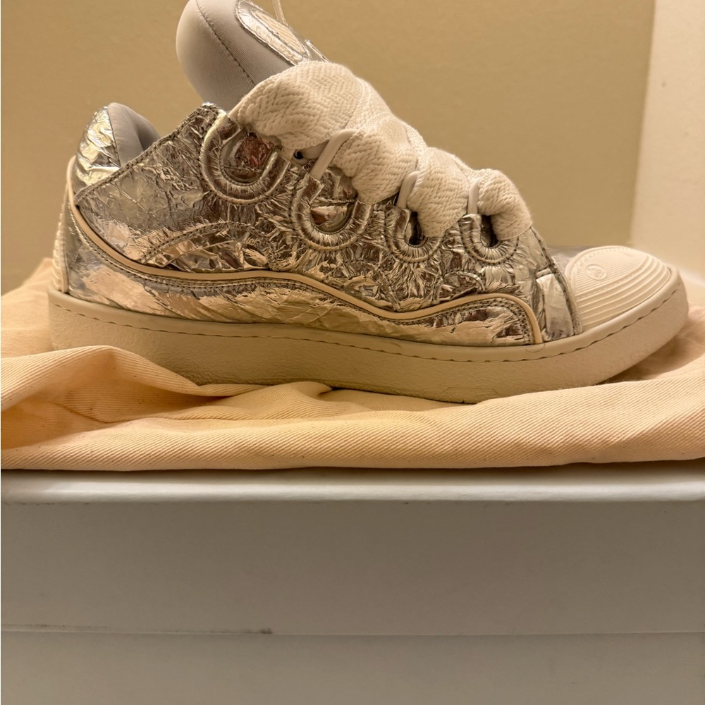Lanvin Silver Textured Sneakers